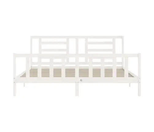 Gultas Rāmis Ar Galvgali, Super King Size, Masīvkoks, Balts Vidaxl