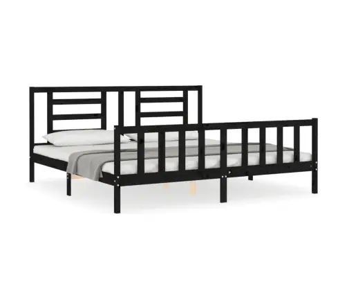 Voodiraam Peatsiga, Must, 200 X 200 cm Täispuit