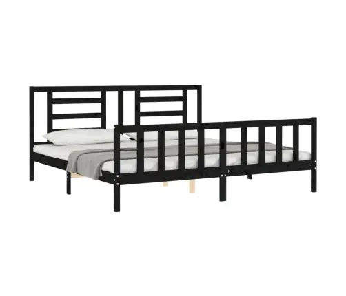 Voodiraam Peatsiga, Must, 200 X 200 cm Täispuit