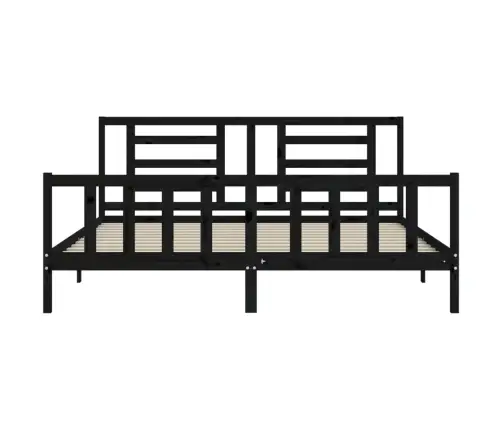 Voodiraam Peatsiga, Must, 200 X 200 cm Täispuit