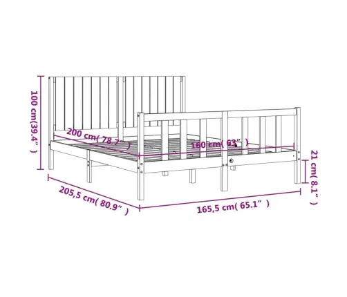 Lovos Rėmas Be Čiužinio, 160X200cm Pušies Medienos Masyvas