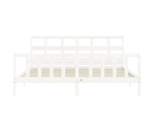 Gultas Rāmis Ar Galvgali, Super King Size, Masīvkoks, Balts Vidaxl