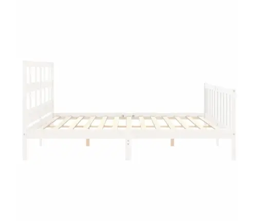 Gultas Rāmis Ar Galvgali, Super King Size, Masīvkoks, Balts Vidaxl