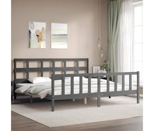 Lovos Rėmas Su Galvūgaliu, Pilkas, 200X200cm Medienos Masyvas