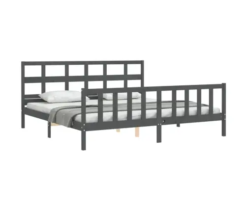 Lovos Rėmas Su Galvūgaliu, Pilkas, 200X200cm Medienos Masyvas