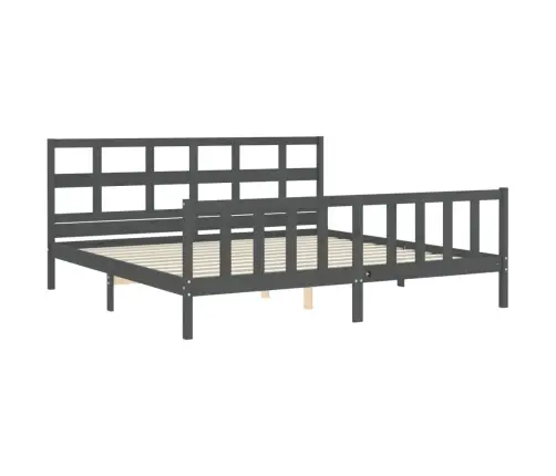 Lovos Rėmas Su Galvūgaliu, Pilkas, 200X200cm Medienos Masyvas