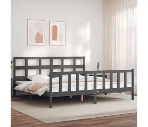 Lovos Rėmas Su Galvūgaliu, Pilkas, 200X200cm Medienos Masyvas