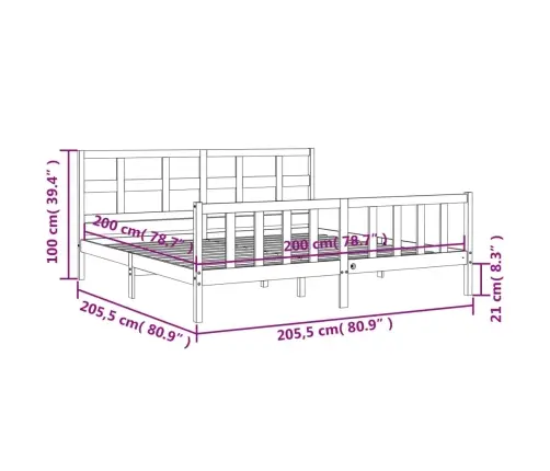 Voodiraam Peatsiga, Must, 200 X 200 cm Täispuit