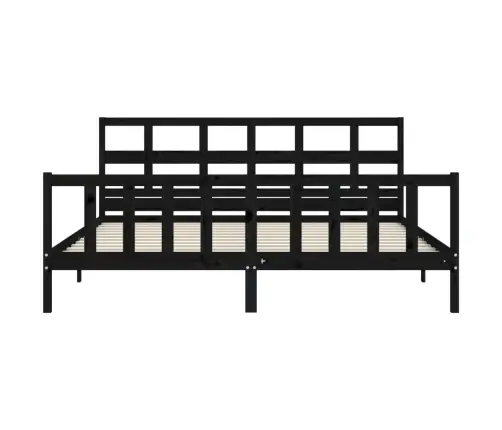 Voodiraam Peatsiga, Must, 200 X 200 cm Täispuit