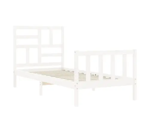 Lovos Rėmas Su Galvūgaliu, Baltas, Mediena, Mažas Vienvietis