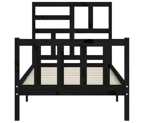 Gultas Rāmis Ar Galvgali, Vienvietīgs, Masīvkoks, Melns Vidaxl