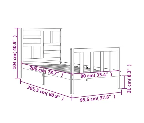 Lovos Rėmas Be Čiužinio, Baltas, 90X200cm Pušies Masyvas