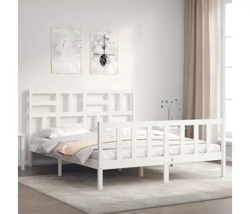 Voodiraam Peatsiga, Valge, Täispuit