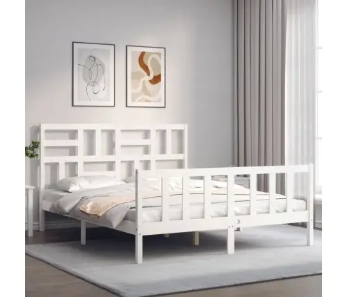 Voodiraam Peatsiga, Valge, Täispuit