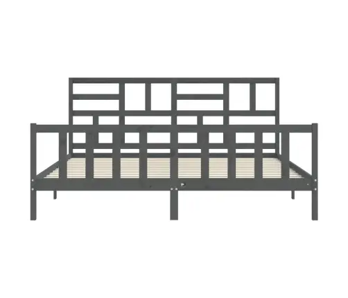 Gultas Rāmis Ar Galvgali, 200X200 Cm, Masīvkoks, Pelēks Vidaxl