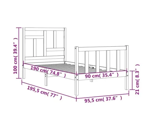 Lovos Rėmas Su Galvūgaliu, Medienos Masyvas, Vienvietis