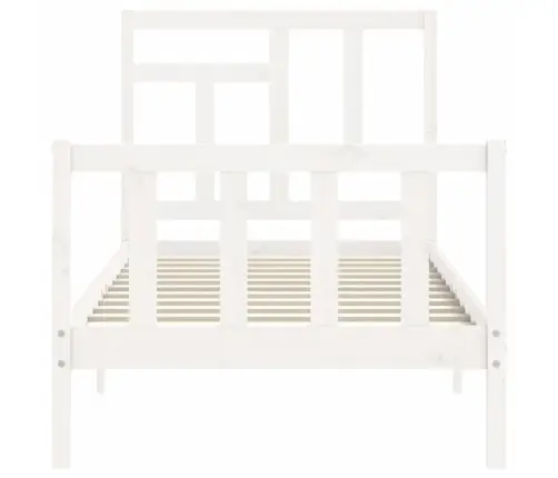 Lovos Rėmas Su Galvūgaliu, Baltas, Medienos Masyvas, Vienvietis