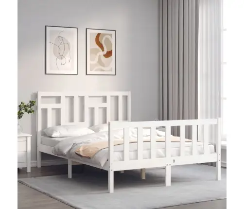 Gulta Bez Matrača, Balts, 140X190 Cm, Priedes Masīvkoks Vidaxl