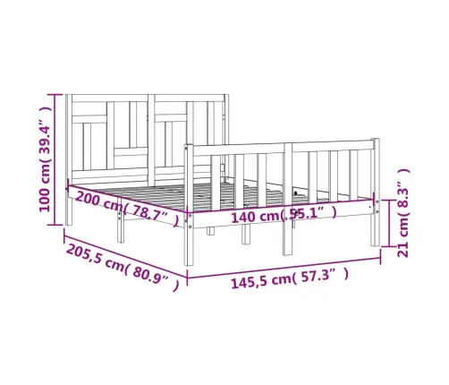 Gulta Bez Matrača, 140X200 Cm, Priedes Masīvkoks Vidaxl