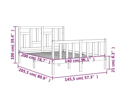Lovos Rėmas Be Čiužinio, Baltas, 140X200cm Pušies Masyvas
