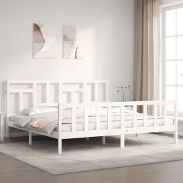Voodiraam Ilma Madratsita, Valge, 200 X 200 cm Männipuit