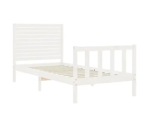 Gultas Rāmis Ar Galvgali, Balts, Vienvietīgs, Masīvkoks Vidaxl