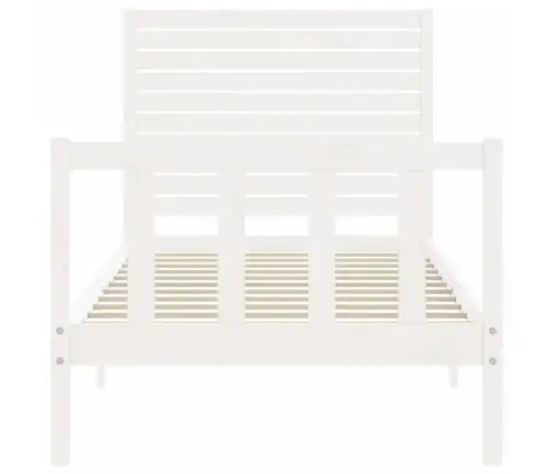 Gultas Rāmis Ar Galvgali, Balts, Vienvietīgs, Masīvkoks Vidaxl