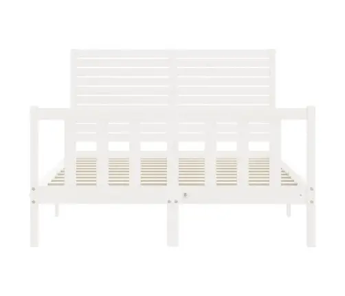Gultas Rāmis Ar Galvgali, Balts, Divvietīgs, Masīvkoks Vidaxl