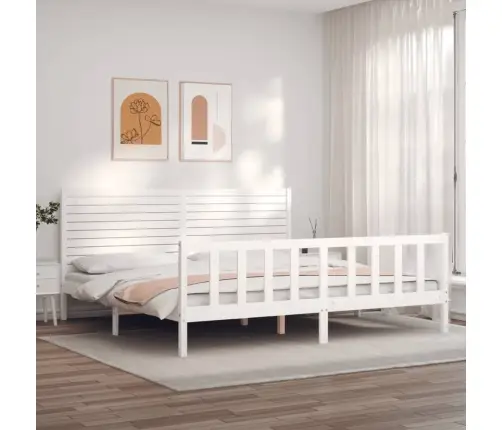 Lovos Rėmas Su Galvūgaliu, Baltas, Mediena, Itin Didelis