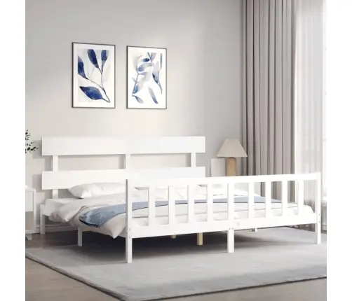 Voodiraam Peatsiga, Valge, Täispuit