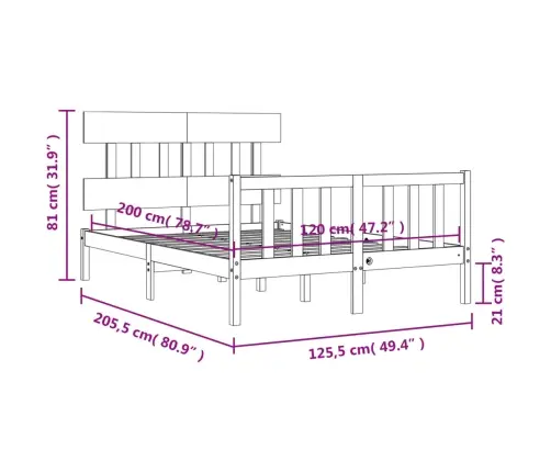 Gulta Bez Matrača, 120X200 Cm, Priedes Masīvkoks Vidaxl