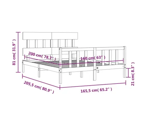 Lovos Rėmas Be Čiužinio, 160X200cm Pušies Medienos Masyvas