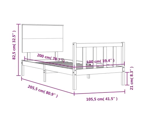Gulta Bez Matrača, 100X200 Cm, Priedes Masīvkoks Vidaxl