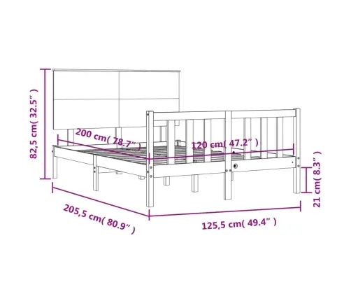 Lovos Rėmas Be Čiužinio, Baltas, 120X200cm Pušies Masyvas