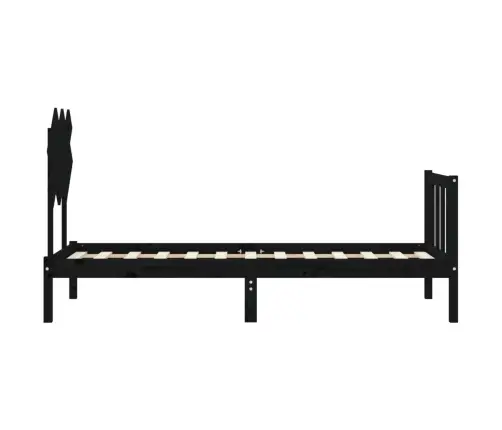Gultas Rāmis Ar Galvgali, Vienvietīgs, Masīvkoks, Melns Vidaxl