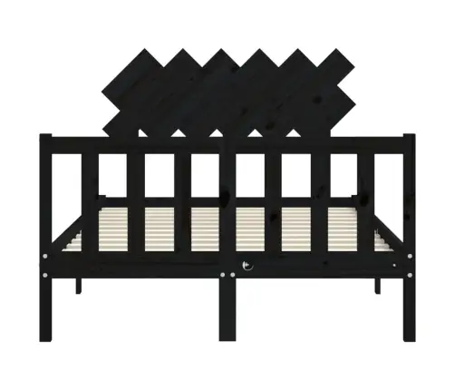 Gultas Rāmis Ar Galvgali, Divvietīgs, Masīvkoks, Melns Vidaxl