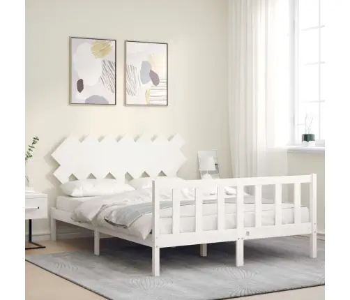 Lovos Rėmas Su Galvūgaliu, Baltas, Medienos Masyvas, Didelis