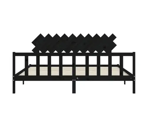 Lovos Rėmas Su Galvūgaliu, Juodas, 200X200cm Medienos Masyvas