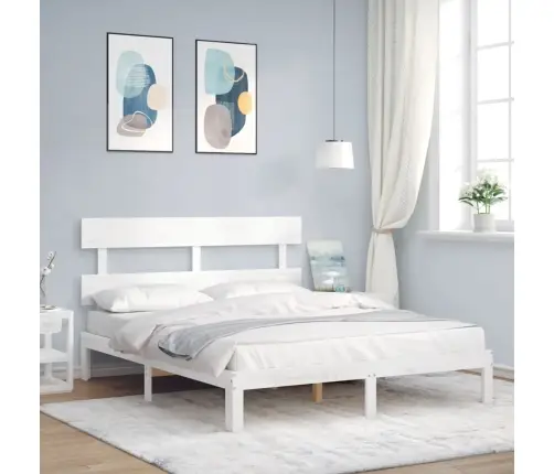 Gulta Bez Matrača, Balts, 160X200 Cm, Priedes Masīvkoks Vidaxl