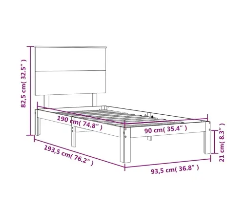 Gultas Rāmis Ar Galvgali, Balts, Vienvietīgs, Masīvkoks Vidaxl