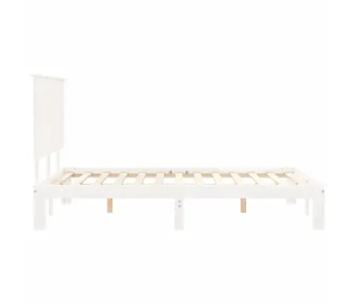 Gultas Rāmis Ar Galvgali, Balts, Divvietīgs, Masīvkoks Vidaxl
