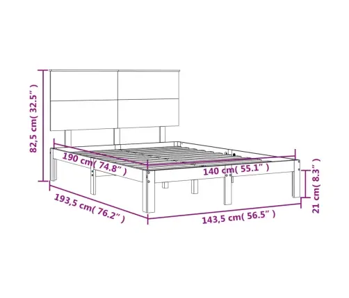 Voodiraam Ilma Madratsita, 140 X 190 cm Männipuit