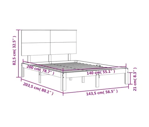 Gulta Bez Matrača, 140X200 Cm, Priedes Masīvkoks Vidaxl