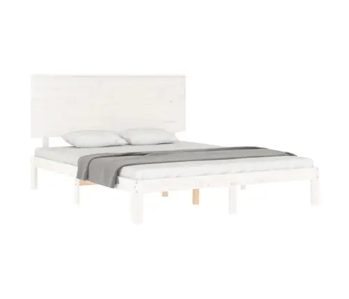 Gultas Rāmis Ar Galvgali, King Size Izmērs, Masīvkoks, Balts Vidaxl