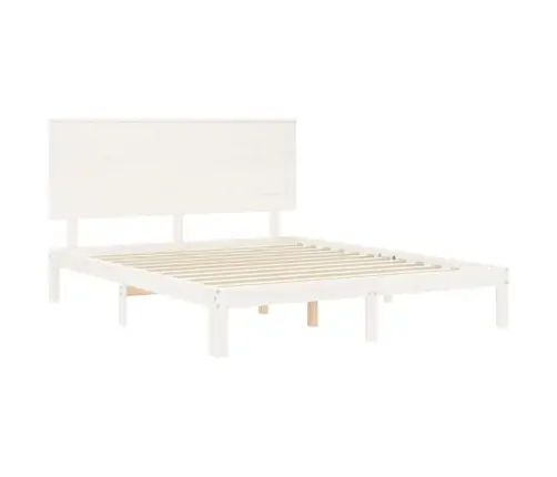 Gultas Rāmis Ar Galvgali, King Size Izmērs, Masīvkoks, Balts Vidaxl