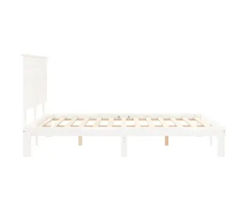 Gultas Rāmis Ar Galvgali, King Size Izmērs, Masīvkoks, Balts Vidaxl