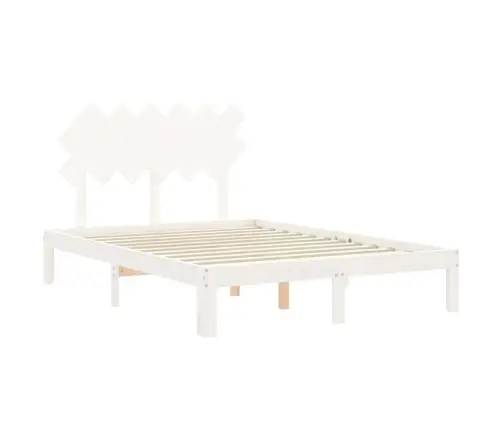 Lovos Rėmas Su Galvūgaliu, Baltas, Mediena, Mažas Dvivietis