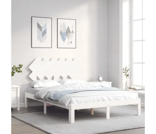 Lovos Rėmas Su Galvūgaliu, Baltas, Mediena, Mažas Dvivietis