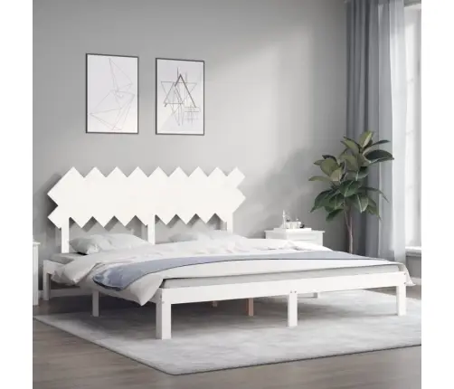 Lovos Rėmas Su Galvūgaliu, Baltas, Mediena, Itin Didelis