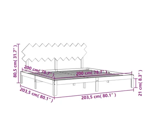 Voodiraam Peatsiga, Hall, 200 X 200 cm Täispuit